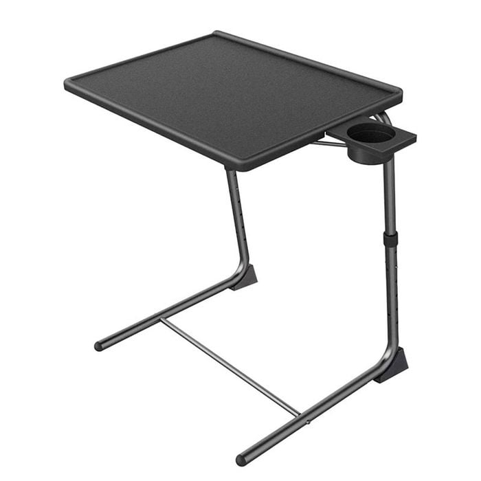 Catzon Adjustable TV Tray Table with Cup Holder Folding Dinner Table-Black