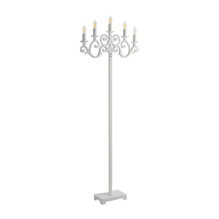 Telbix Emporia Vintage Standing Floor Lamp Light Foot Switch Metal White Textured
