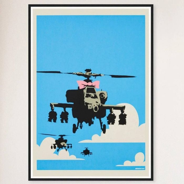 Galrie Banksy Happy Choppers Art Print - 2003 Limited Edition for Home Decor, Black Frame, A0 84 x 119cm (33 x 47inch)