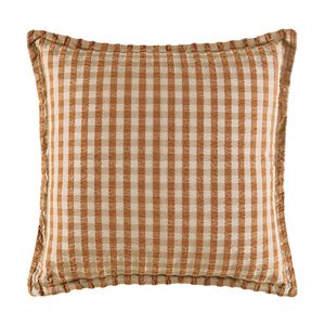 Kas Australia Gabi Cushion Gingham Seersucker Toffee 50x50cm