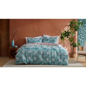 Ardor Lisbon 250tc Cotton Sateen Comfort Quilt Cover Set Single Bed Teal