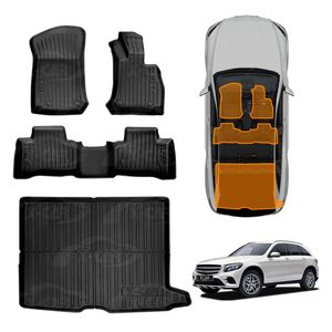 3d Floor Mats Boot Liner Set For Mercedes-benz Glc Class 2015-2022 All Weather Heavy Duty Cargo Car Trunk Luggage Tray