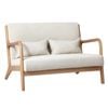 Oikiture Armchair Lounge Chair 2 Seater Fabric Beige with 2 Pillows