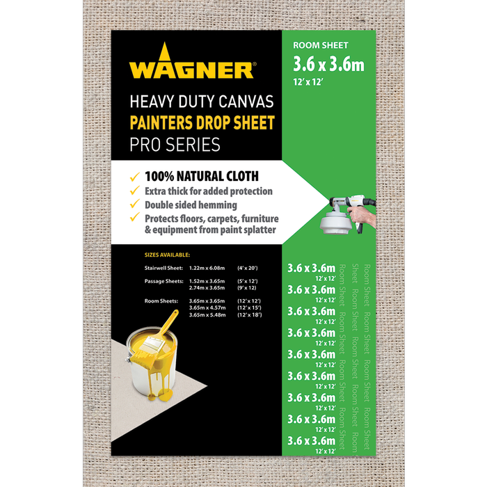 Wagner 3.65 x 3.65m Heavy Duty Canvas Drop Sheet
