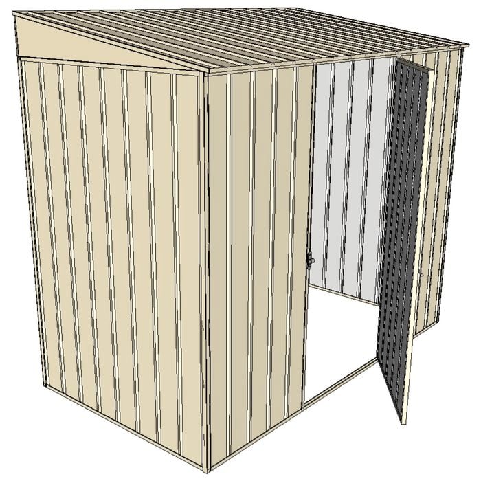 Build-A-Shed 1.2 x 2.3 x 2.0m Skillion Single Hinged Side Door Shed - Cream