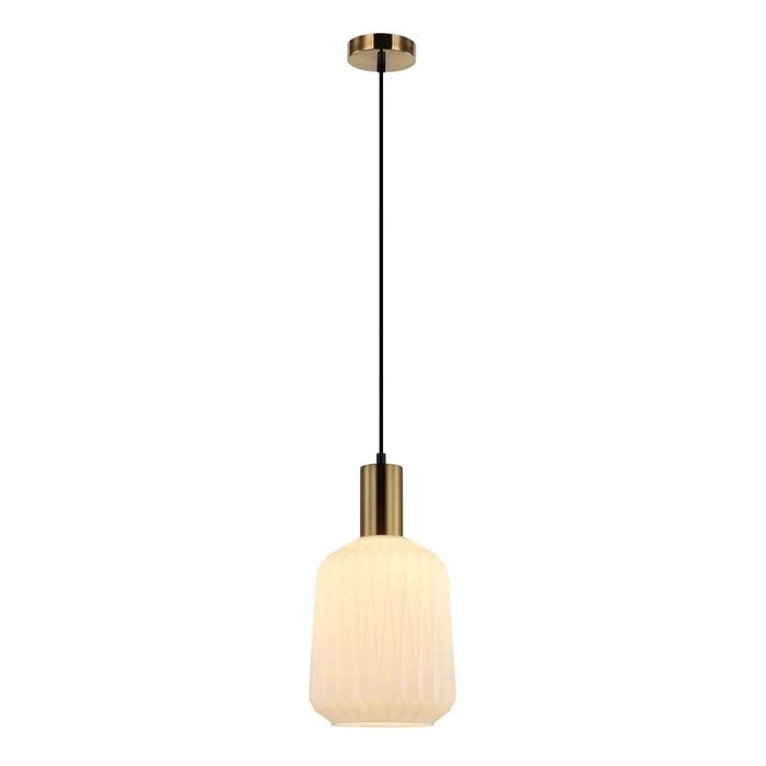 Cla Lighting Papel Interior Pleated Jar Glass Pendant Light Opal Opaque Glass