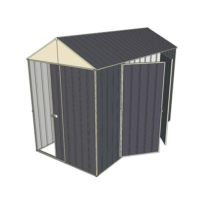 Build-a-Shed 1.5 x 3.0 x 2.3m Front Gable Single Sliding And Double Hinged Doors Shed - Grey