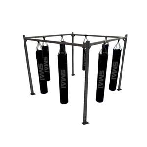 Smai 8 Station Boxing Bag Rack Pack - Option B: Frame + Punching Bags - Black