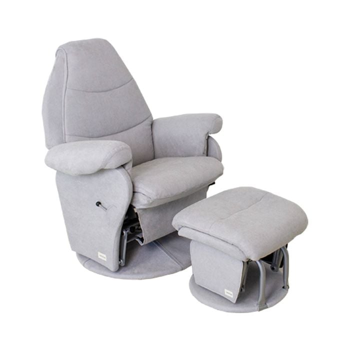Babyhood Vogue Feeding Glider Chair & Ottoman - Steel Grey Fabric