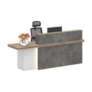 Modern Furniture JARIN  Reception Desk Left Panel - Carbon Grey & White Colour