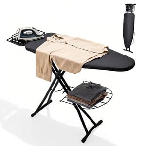 Foldable Ironing Board Full-Size Heavy-Duty Steel Iron Board 6 Level Height Adjustable