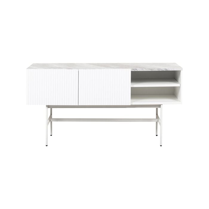 Scarlett entertainment unit with faux marble look - White