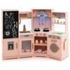 Costway Kitchen Playset Play Kitchen W/refrigerator Doodle Board Pink