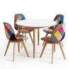 1 Artiss Dining Table And 4 Fabric Eiffel Chairs Set White