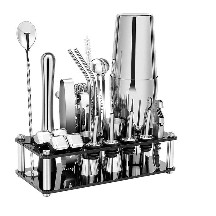 23-Piece Cocktail Shaker Set with Recipes Booklet and Stand