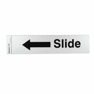 Sandleford 245 x 58mm Slide Arrow Left Silver Self Adhesive Sign