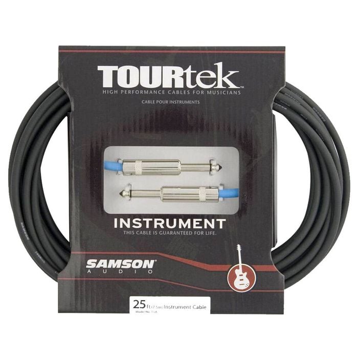 Tourtek 7.6m Male Instrument Cable Jack Connector Cord Black