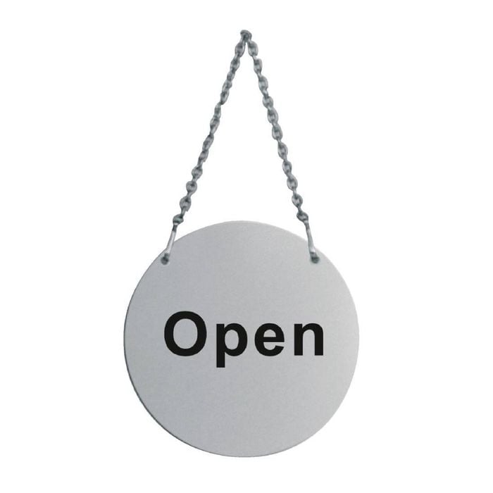 Vogue Open & Closed Door Sign Stainless Steel Business Shop Entry Commercial Sign