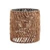 Cynthia Side Table Bedside Round Glass Top Woven