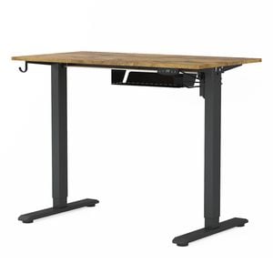Ufurniture Standing Desk Electric Height Adjustable Whole Piece Walnut Desktop and Black Frame 100cm