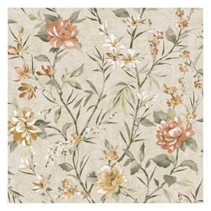 Sazanka Neutral/Orange Floral Wallpaper 10.05m x 53cm