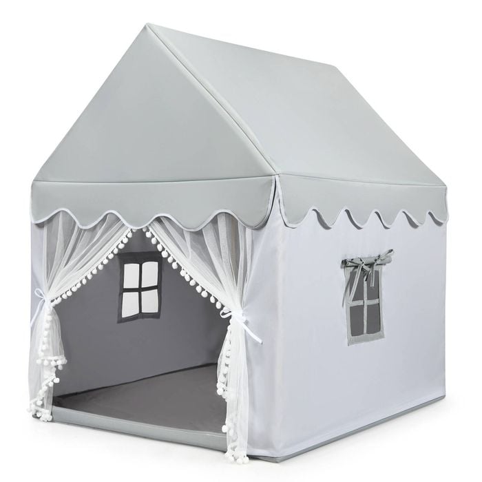 Costway Kids Indoor Outdoor Napping Play Tent W/washable Soft Mat Grey