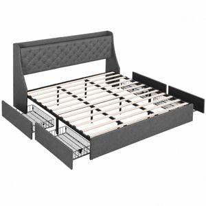 Artiss King Bed Frame With Charging Station