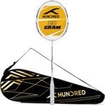 HUNDRED Powertek 2000 PRO Strung Badminton Racquet – White, G6 Grip, & Cover