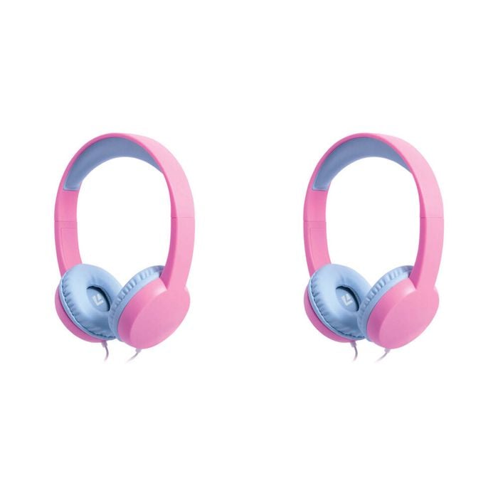 2PK Liquid Ears Kidz 3.5mm Wired On-Ear Headphones Soft Pink Sky Blue