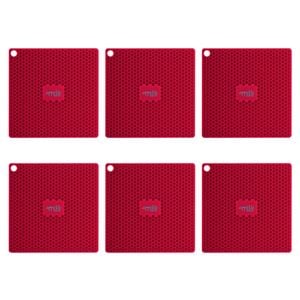 6PK Appetito Silicone Square Trivet Table Mat 17.3cm - Red