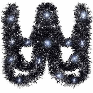P&P Blue Christmas Tinsel Garland 5m Long Battery Operated LED Lights Decor