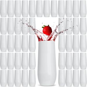Rowdy Crowd Champagne White Flutes Bulk Party 135 Pack 285ml - Unbreakable Tritan Plastic Stemless Dishwasher Safe