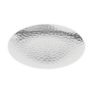 6x 10pc Partyware Heavy Duty Dimple Plates Set W/ Silver Rim 180mm Clear