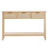 P&P Natural Rattan Console Table, 1305 mm Entryway Table with Three Drawers