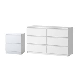 Oikiture 6 Chest of Drawers and Bedside Tables Bedroom Set White