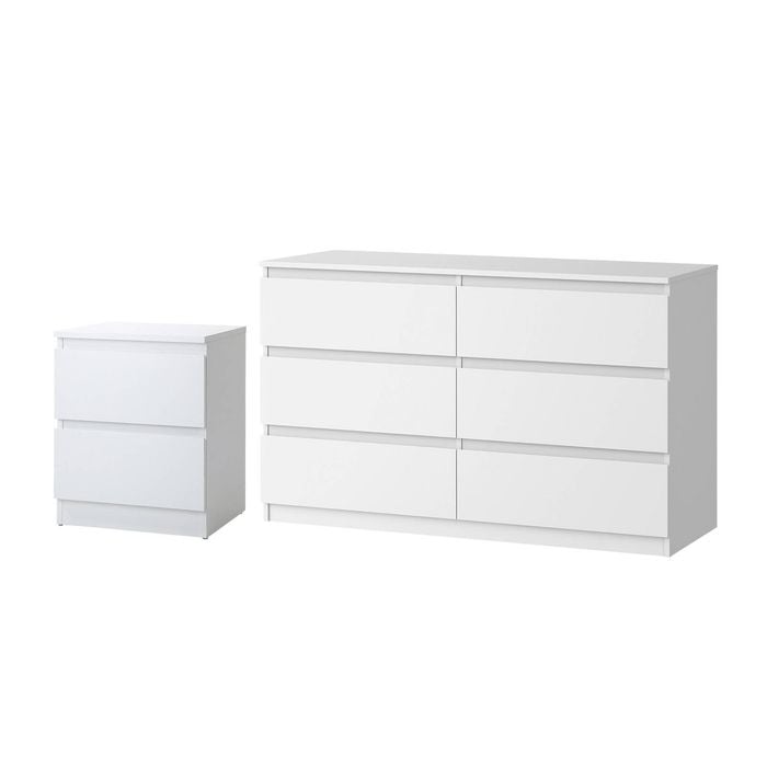 Oikiture 6 Chest of Drawers and Bedside Tables Bedroom Set White