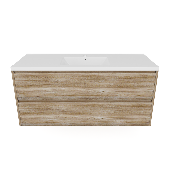 Forme 1200mm Walnut Razor Wallhung Vanity With Porcelain Top