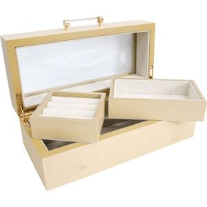 LVD Timber Low Jewellery Storage Box Organiser 22x10cm - Beech