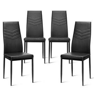 Costway 4x Dining Chairs Pvc Leather Seat Home Kitchen Black