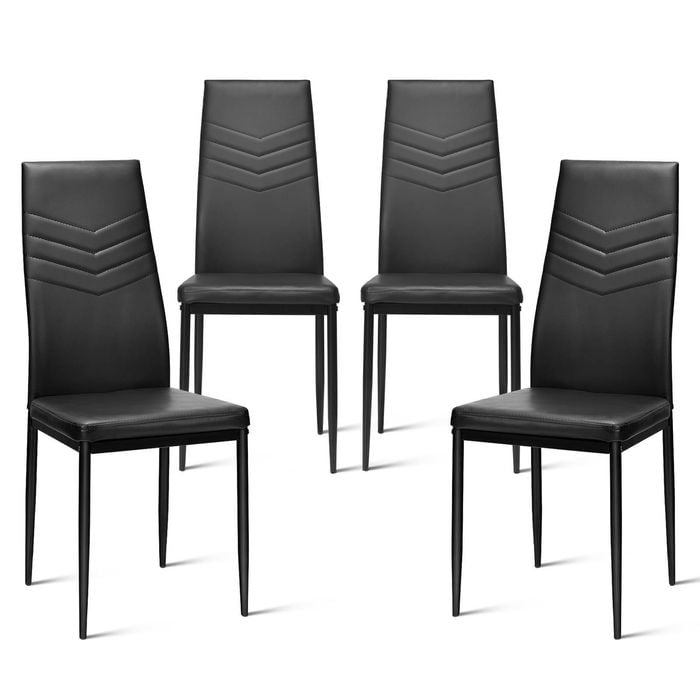 Costway 4x Dining Chairs Pvc Leather Seat Home Kitchen Black