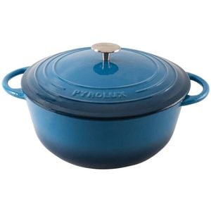 Pyrolux Pyrochef 24cm/4L Cast Iron Round Casserole w/ Lid Cooking Pot Ocean Blue