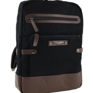 Police Rustic Canvas Laptop Buisness Travel Backpack Bag 35x10x41cm Black