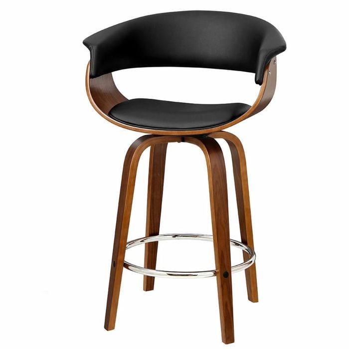 Artiss Cassius Black Wooden PU Leather Bar Stool