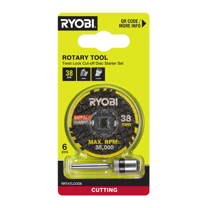 Ryobi 6 Piece 38mm Rotary Twist Lock Cutting Disc Starter Set