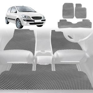 6D Diamond Car Floor Mats for Hyundai Getz 2002-2011-Full Set-Grey-Outback GT