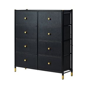 Oikiture 8 Chest of Drawers Fabric Storage Cabinet Dresser Tallboy Black