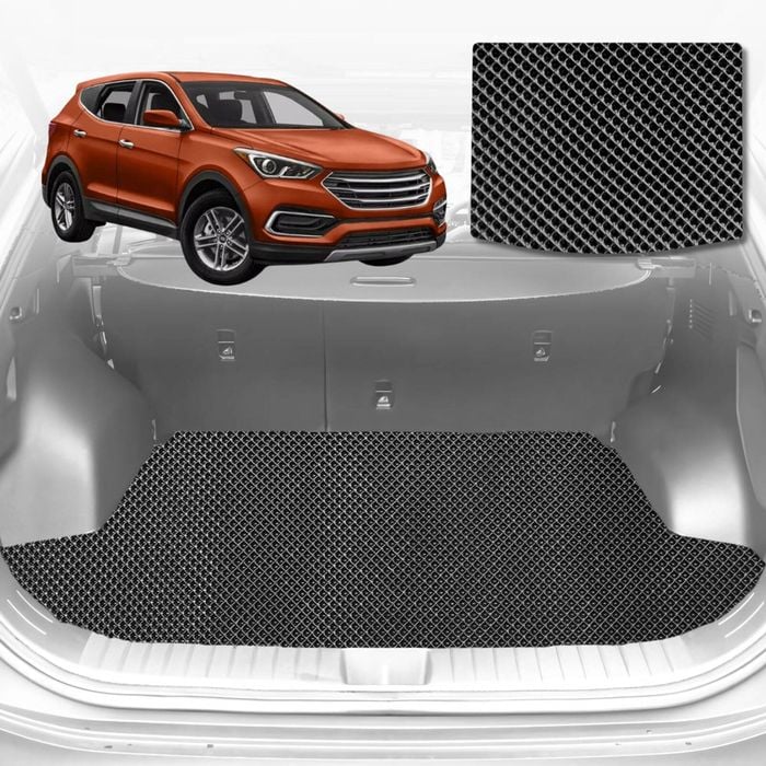 6D Diamond Car Boot Mat for Hyundai Santa Fe (DM)2012-2018-Cargo Mat-Black-Outback GT