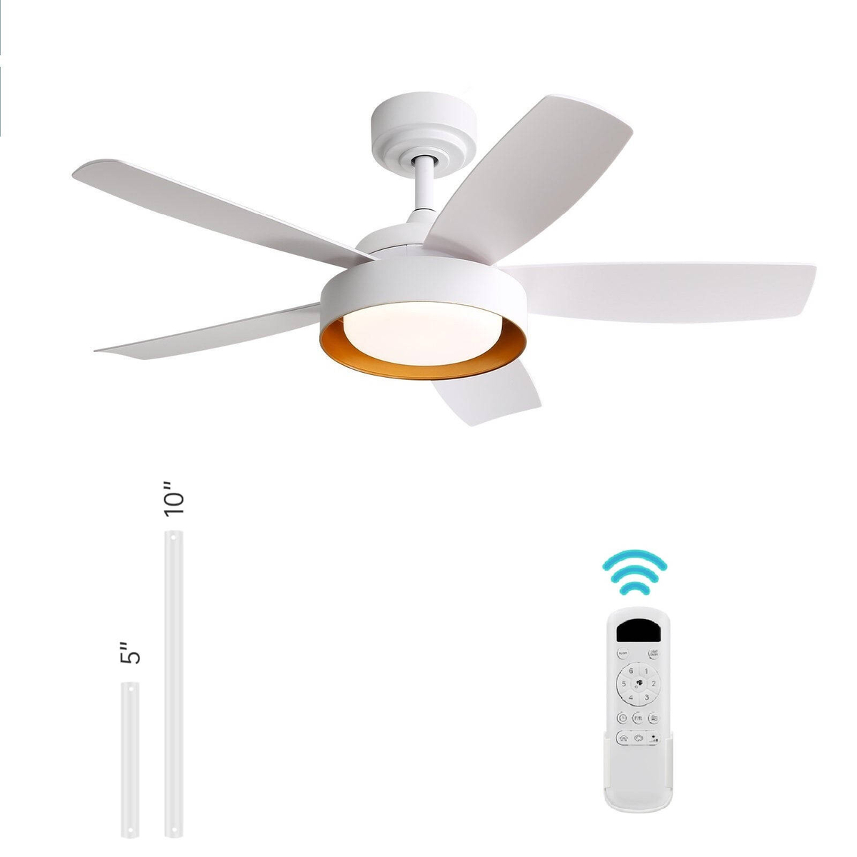 OAKORY 106.7 cm Ceiling Fan 22W Dimmable LED Remote Reversible DC Motor ...