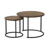 Oikiture Set Of 2 Coffee Tables Nesting Wooden Effect Walnut And Black