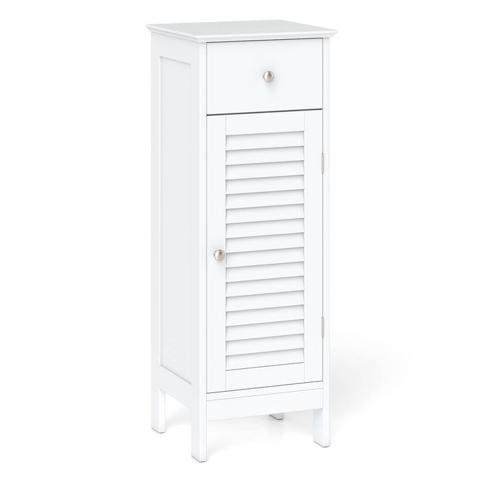 Costway Bathroom Storage Cabinet Narrow Floor Cabinet Corner Organizer-White